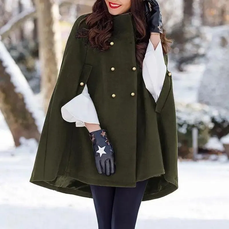 Fashion Casual Women's Loose Woolen Cloak Coat